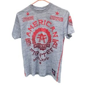American Fighter Mens Small Grey Red Athletics Training Division Graphic T-Shirt